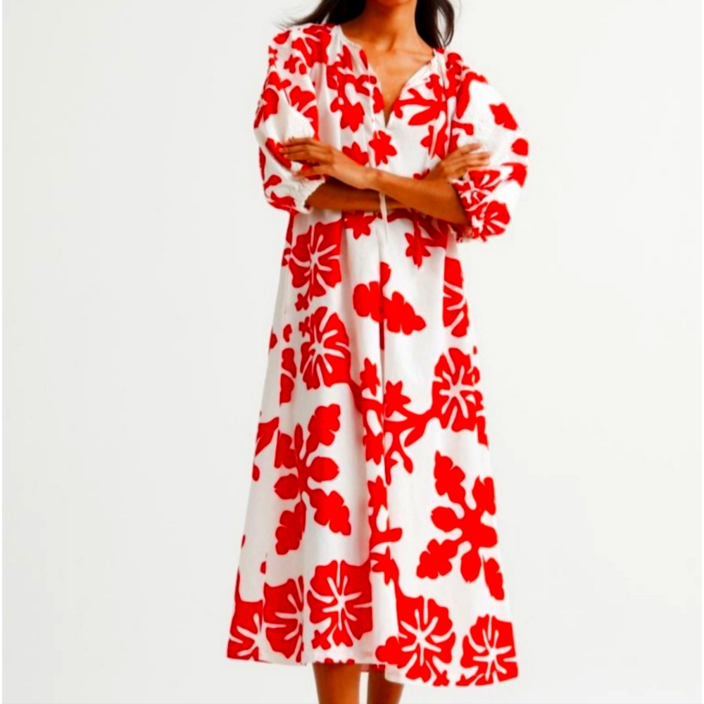 h&m linen blend dress
